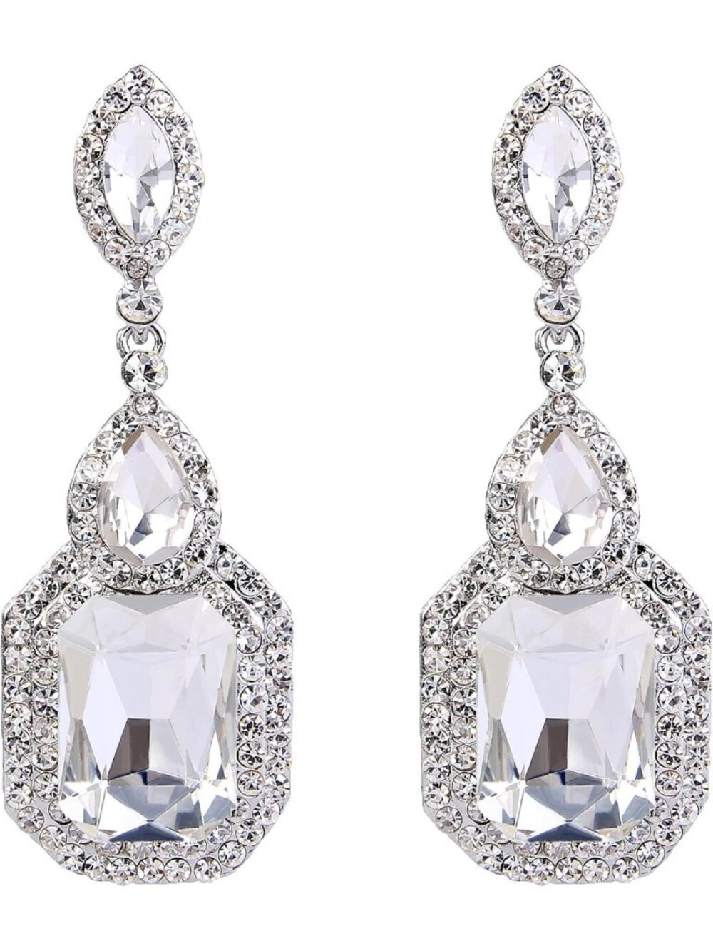 Elegant Emerald Cut Infinity Figure 8 Dangle Earrings for Prom & Weddings